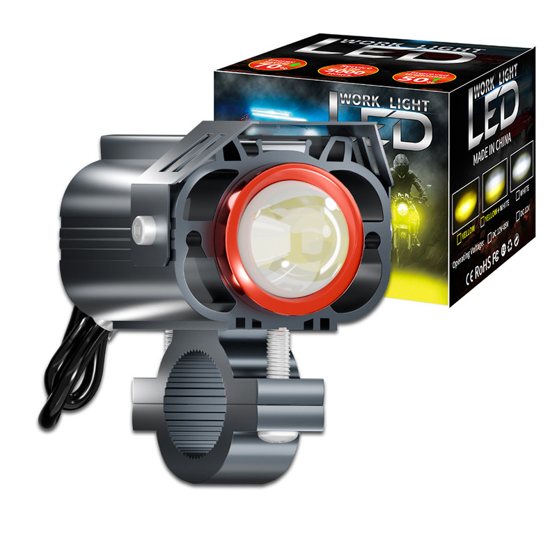 Motorcycle spotlight LED Auxiliary motorcycle headlights foglights led Dual colors External light mo