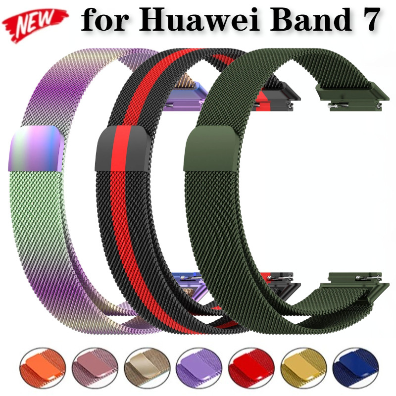 Milanese Magnetic Metal Strap for Huawei Band 7 Stainless Steel Bracelet Wristband Belt for Huawei B