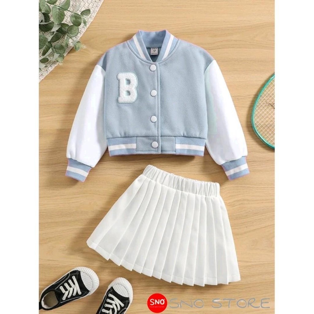 JAKET VARSITY BASEBALL CROP TOP ANAK COWOK CEWEK INISIAL A B C (bisa custom inisial) "JAKET SAJA TAN