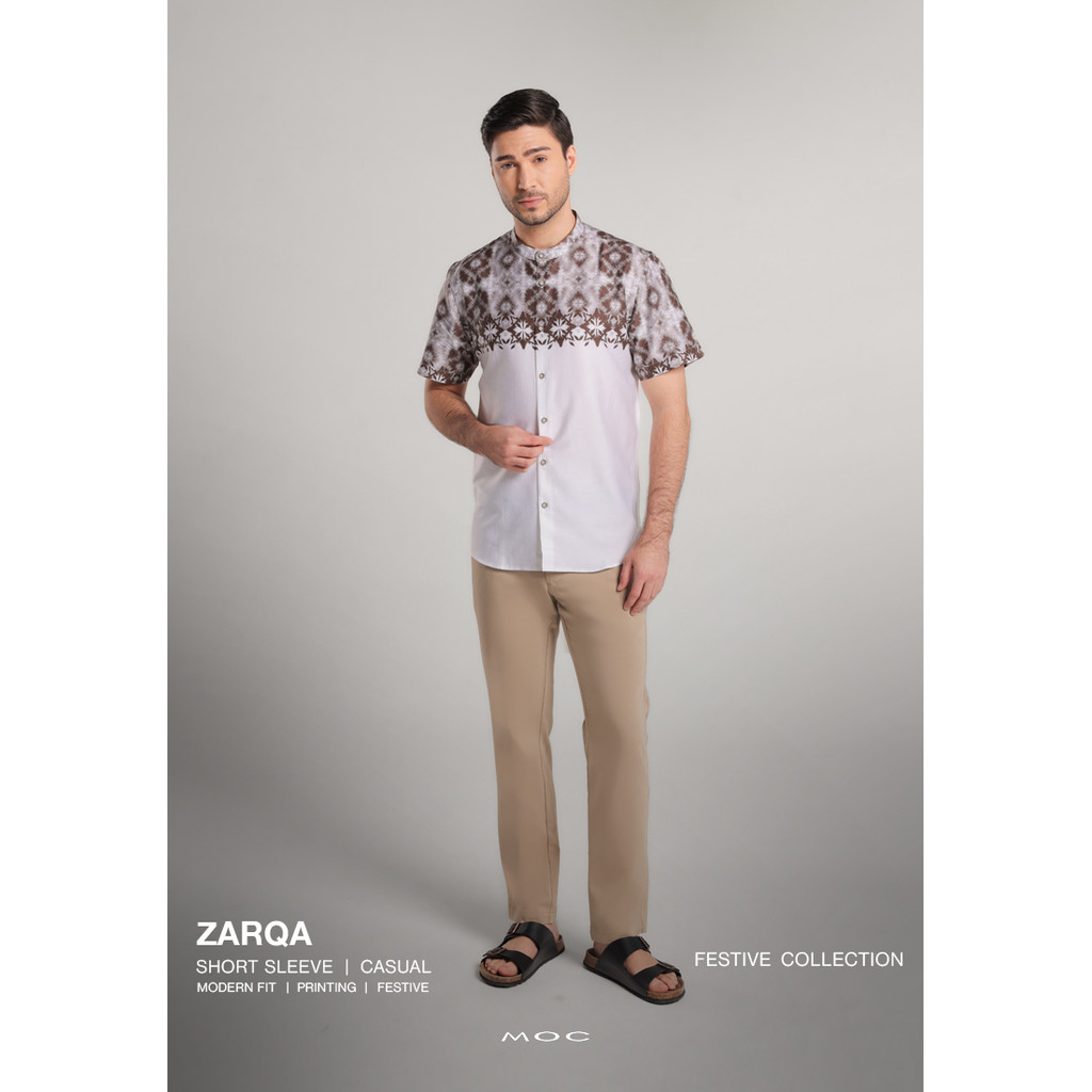 MOC - Kemeja Batik Shanghai Lengan Pendek Zarqa - Brown
