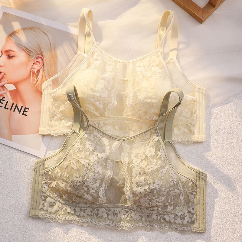 [Misteri Cinta][COD]Set Bra Tanpa Tali dengan Cup Tipis untuk Wanita, Pakaian Dalam Renda