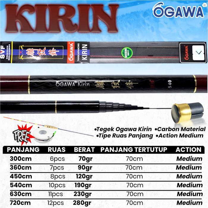 Joran Pancing Tegek Ogawa Kirin 360 450 540 Carbon - Free Box, 300cm