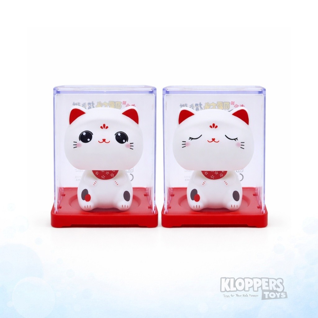 Pajangan Meja Kucing Keberuntungan Solar Power - Boneka Kucing - Hiasan Dashboard Mobil Lucu