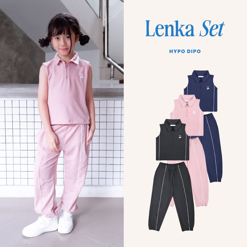HYPO DIPO - Lenka Girl Set - Setelan Anak Perempuan 1-8 Tahun - One Set Sporty Kerah Celana Panjang