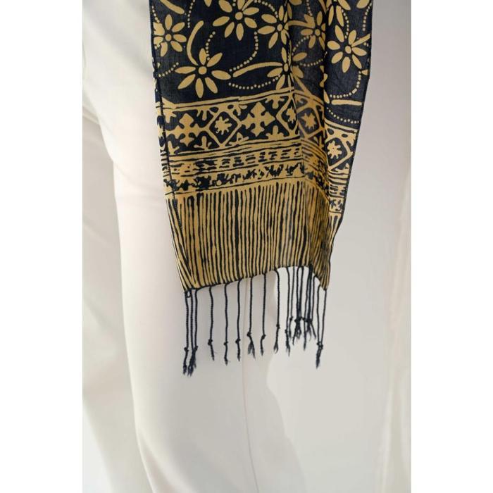 BATIK RATU - Scarf Batik Melati Tangkai - Blue | DNC
