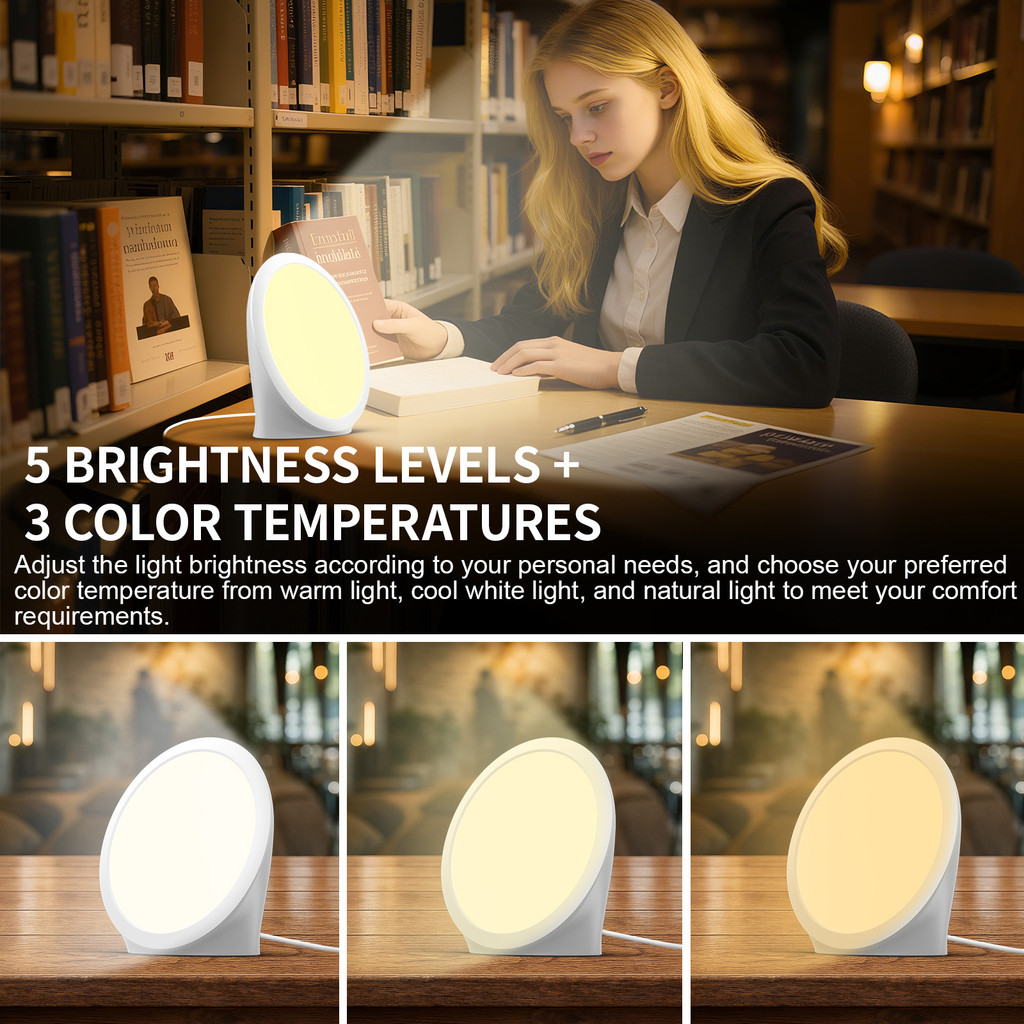 Daylight Lamp,10000 Lux Lamp, Portable Natural Sunlight Lamp with Memory Function,6 Timer Settings,A