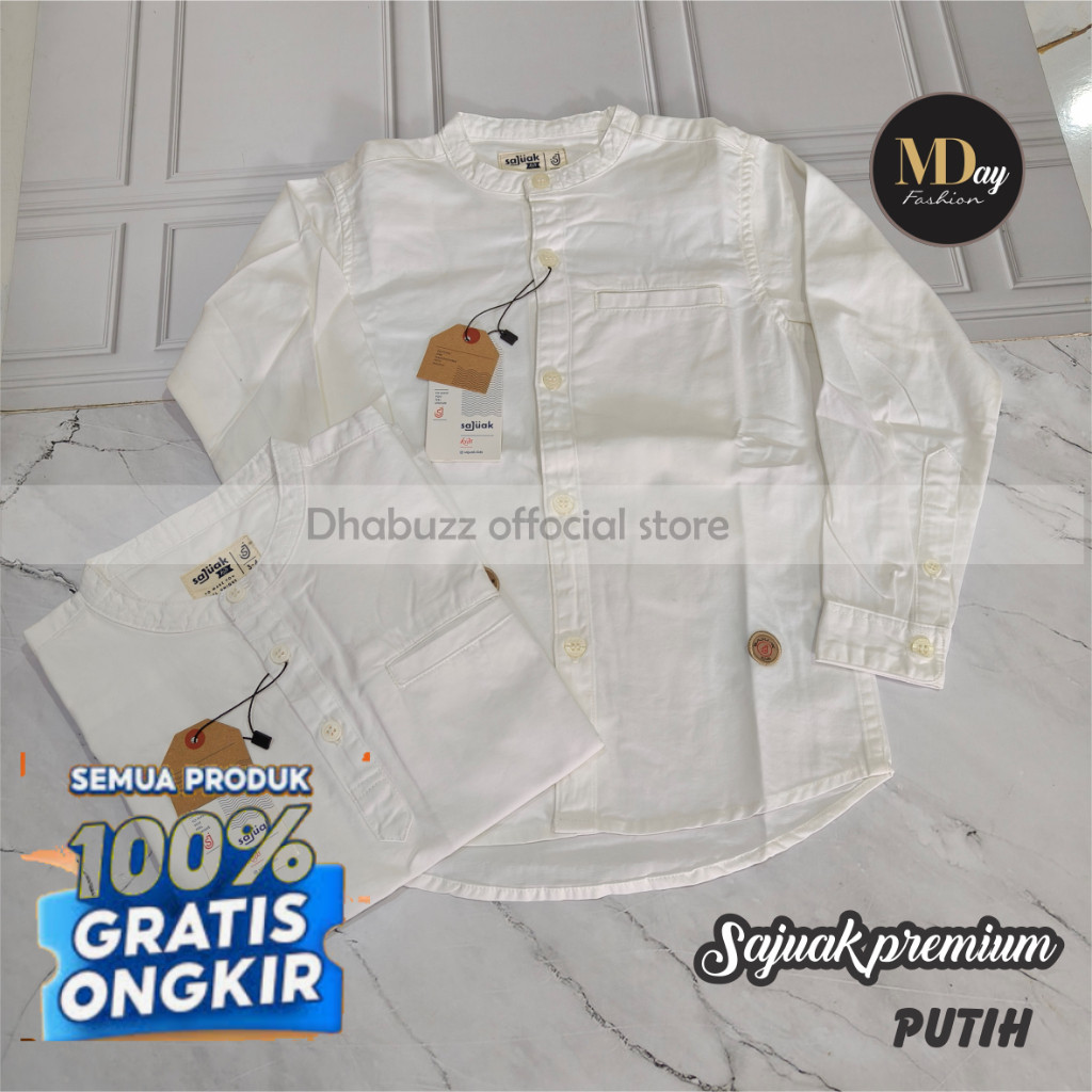 [ SAJUAK PREMIUM ] PUTIH KEMEJA KOKO KEMKO COUPLE AYAH ANAK LENGAN PENDEK DAN PANJANG ORIGINAL- paka