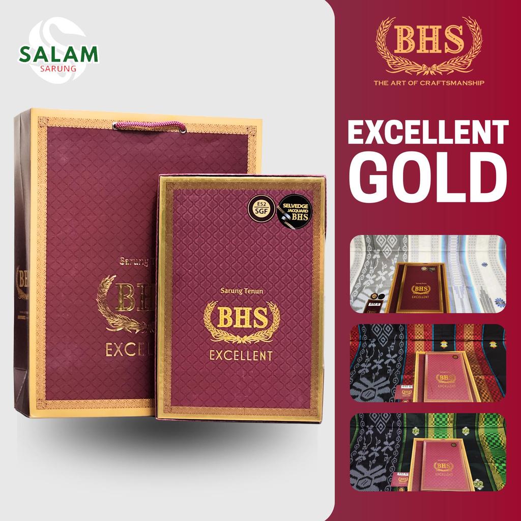 Sarung Tenun BHS EXCELLENT GOLD (BEST SELLER) Motif Jacquard dan Songket dengan Bahan Premium Mercer