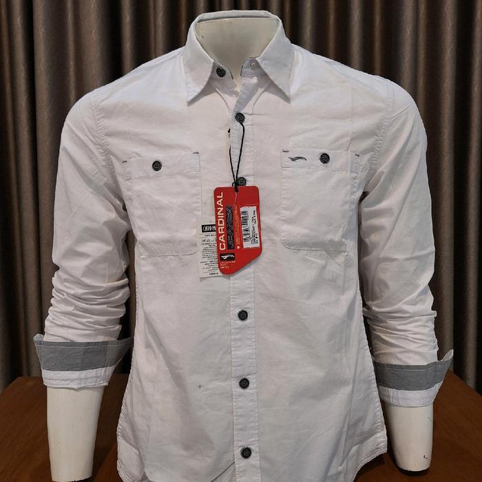 KEMEJA PRIA CARDINAL JEANS ORIGINAL - Putih, XL