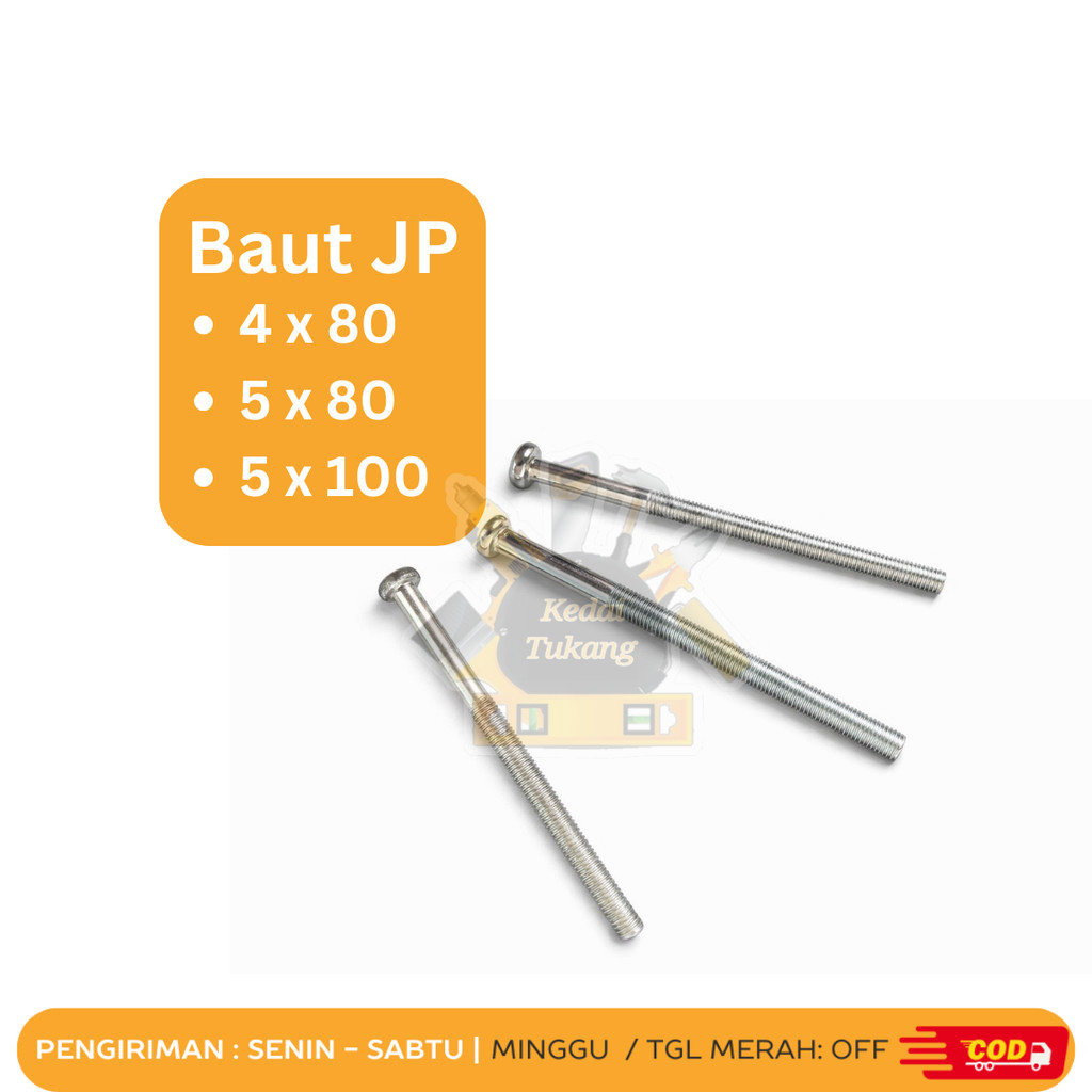 KEDAI TUKANG Baut JP 4x80 5x80 5x100 M4x80 M5x80 M5x100 Baut Mesin Baut Kepala Obeng Plus Kembang Ba