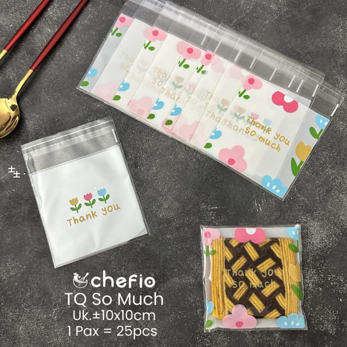 Promo Plastik Roti OPP Motif Bunga 10x10 Plastik Kue Cake Donat Risol - 10x10 Cherry Terlaris