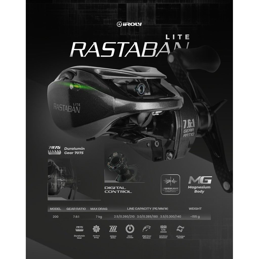 IROLY - Reel Baitcasting (BC) Iroly Rastaban Lite SW 200 L DC Digital Control