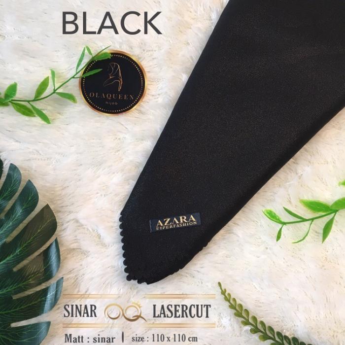 Hijab Segiempat Nur Sinar Azara / Jilbab Azara Nur Sinar Laser Cut - Hitam