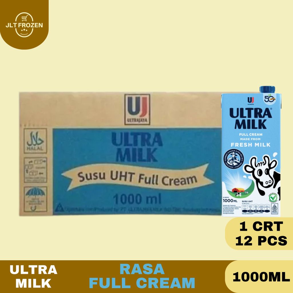 Ultra MIlk UHT Full Cream 1 LITER - 1 KARTON / 12 PCS / Susu Sapi Segar / Susu UHT
