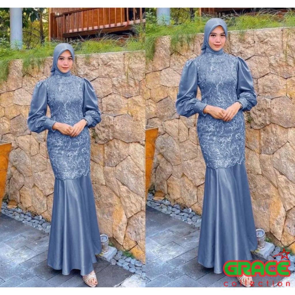 Gracecoll Muslimah Fashion Maxi Dress Mermaid Tisha ukuran M (10-15 tahun) - XXL Jumbo | Gamis Konda