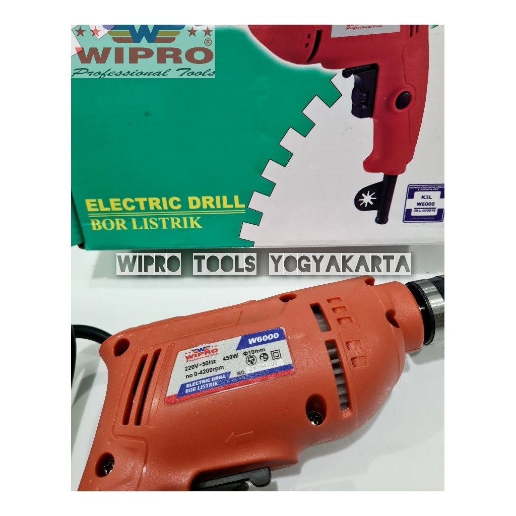 Wipro Bor Tangan Listrik 10MM W6000 / Bor Tangan Bolak Balik Variable Speed Wipro / Bor 10MM Wipro
