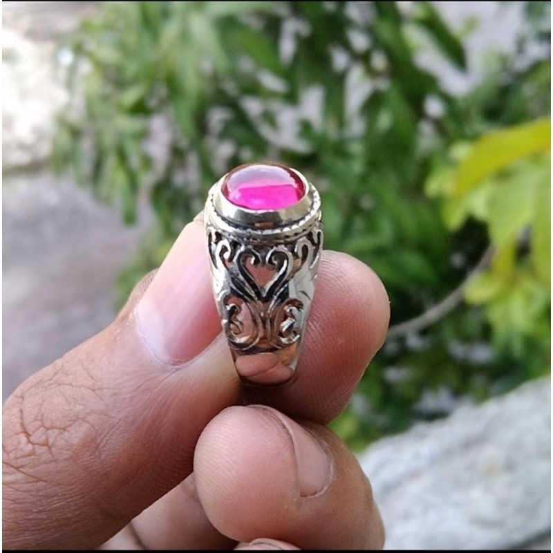 Cincin Batu Merah Siam Bangkok Natural Ring Tanem