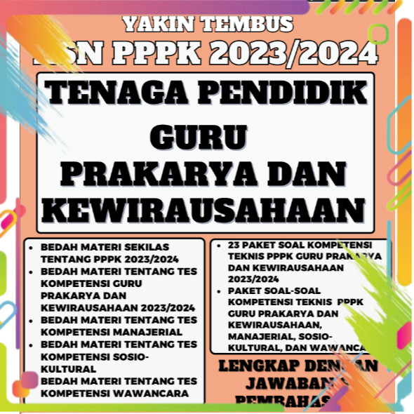 BEST SELLER YAKIN TEMBUS ASN PPPK 2023/2024 TENAGA PENDDIK GURU PRAKARYA DAN KEWIRAUSAHAAN IDO254 PA