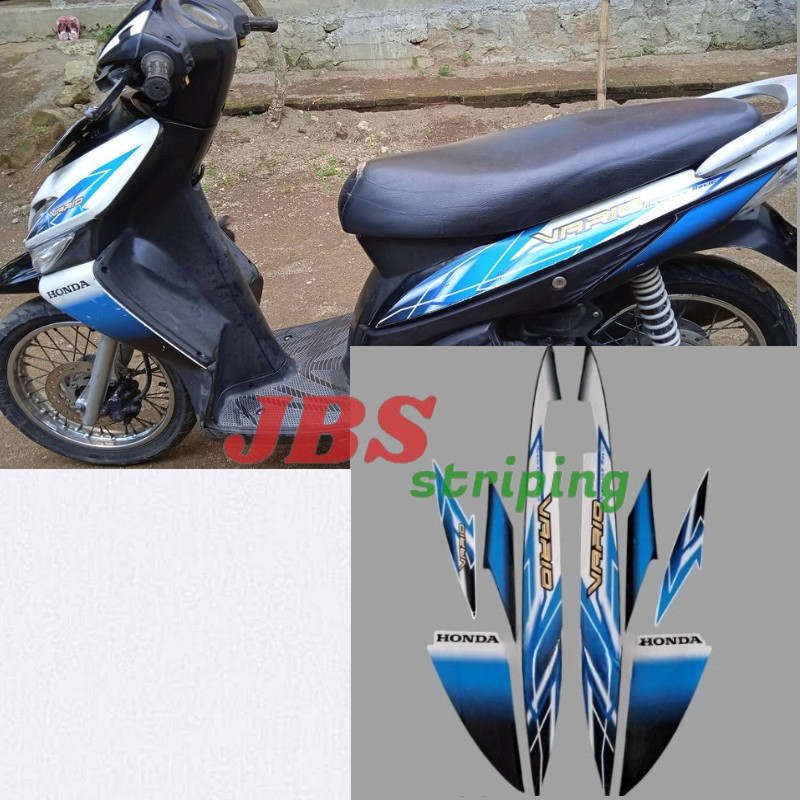 Striping stiker Honda Vario 110 karbu 2006  Hitam Biru putih
