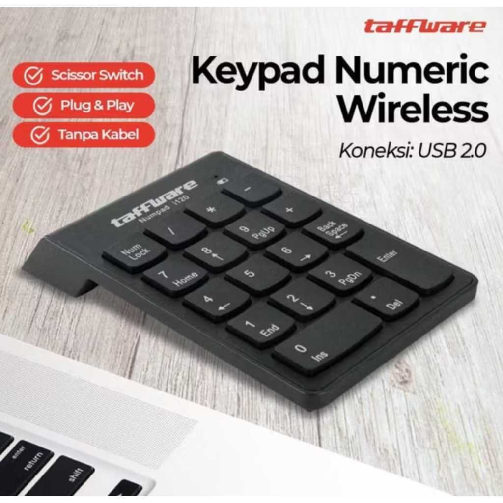 WIRELESS KEYPAD NUMERIC TAFFWARE 2.4GHZ 10 METER I120 PORTABLE PLUG N PLAY NUMERIC NUMPAD KEYPAD ANG