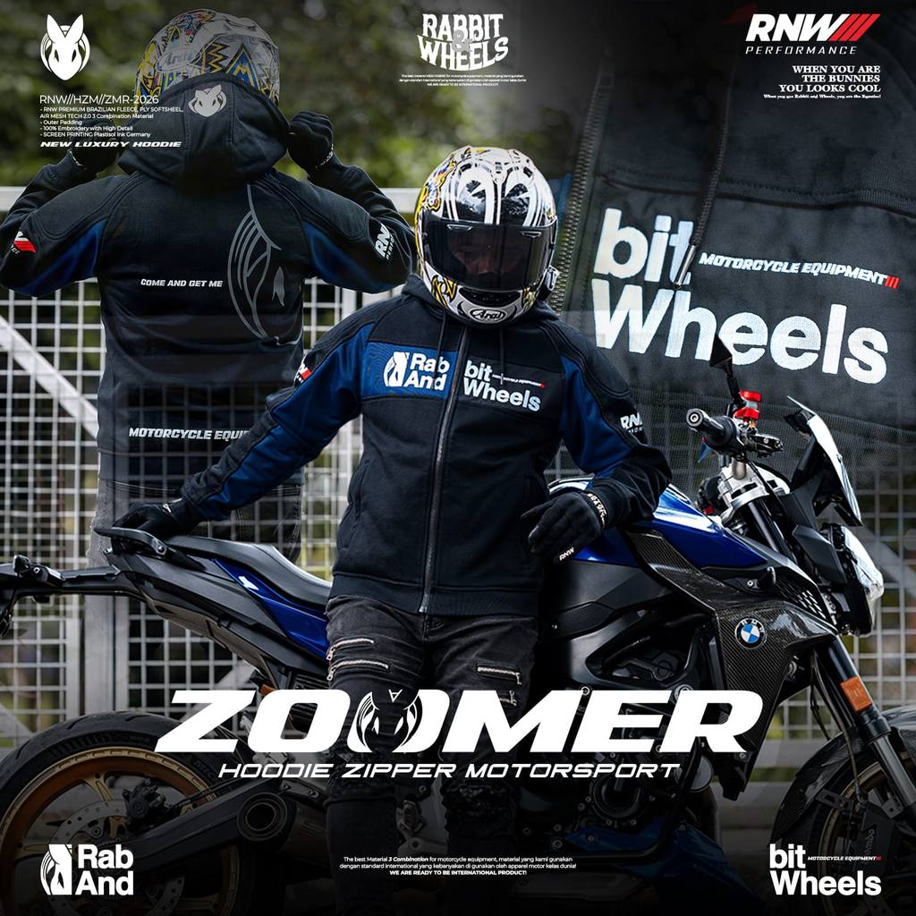 ZOOMER NAVY Hoodie Zipper Motorsport - RABBIT AND WHEELS