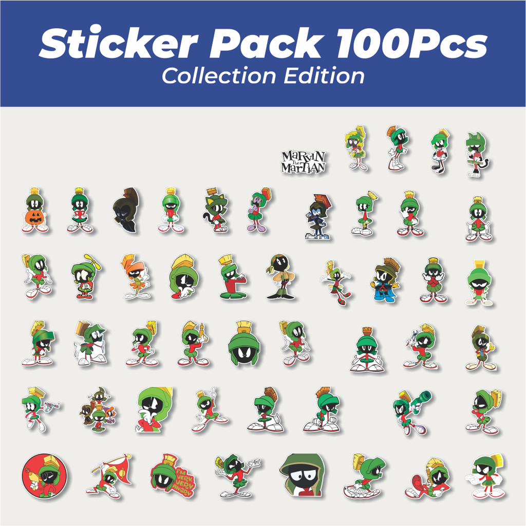 Hot Stiker MARVIN THE MARTIAN Lucu Anti Air Stikers Berperekat Waterproof Sticker Decal Buat Motor H