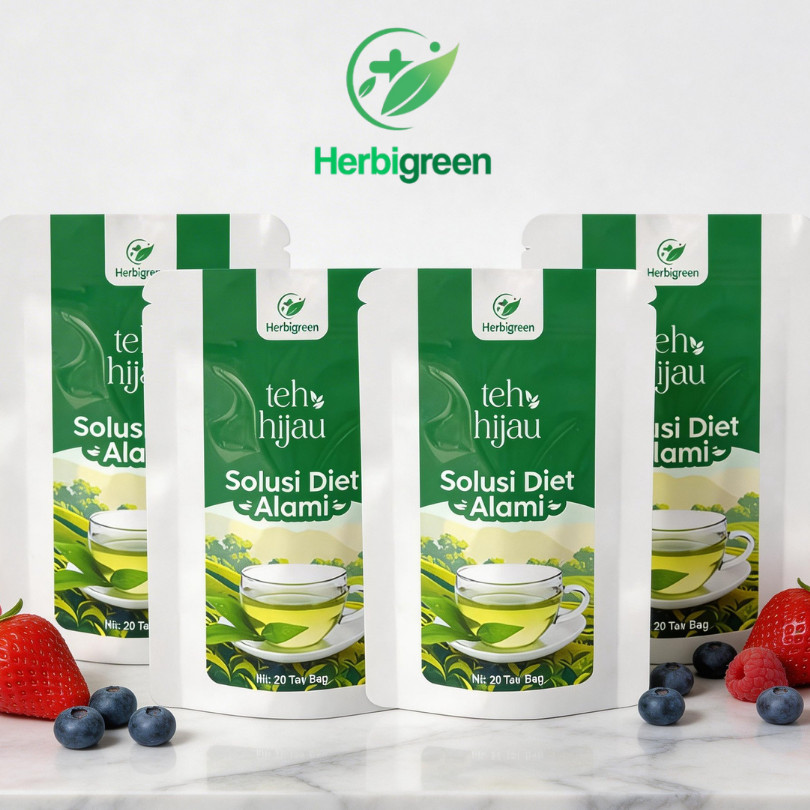 HERBIGREEN Teh Hijau Diet Pelangsing Herbal – Turunkan Berat Badan & Hilangkan Perut Buncit