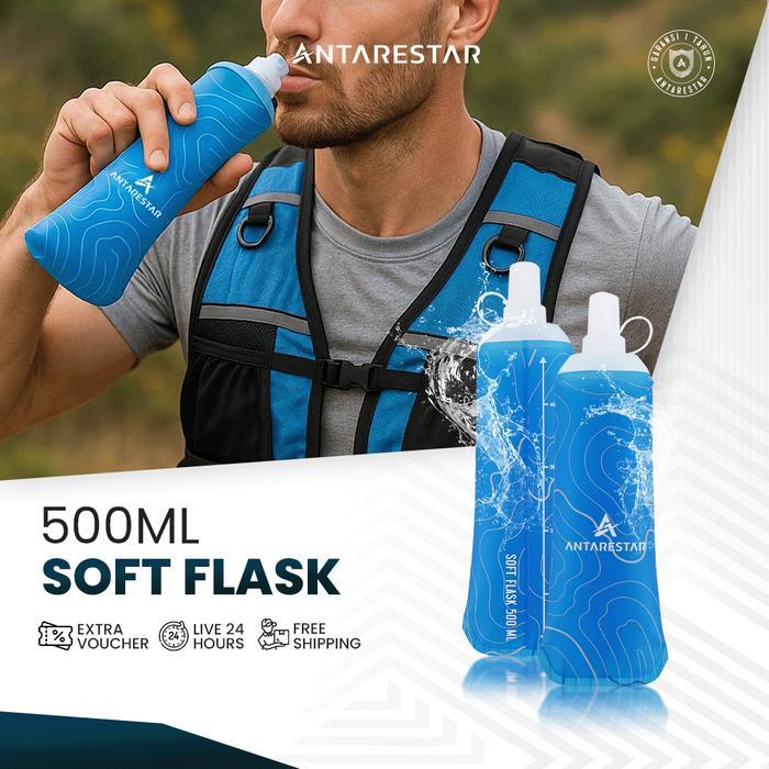 Antarestar Soft Flask 500ml Botol Minum Lipat TPU Ringan BPA Free untuk Hiking Lari Trail Olahraga O