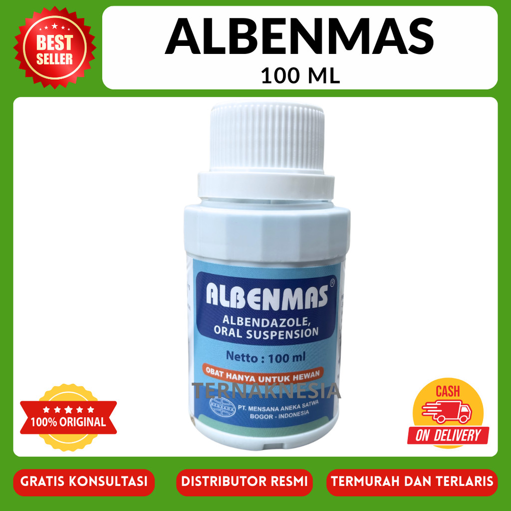 ALBENMAS 100 ml - Obat Cacing HEWAN Larva Telur Cacing Cacing Pita Hati Unggas Sapi Domba MENSANA TN
