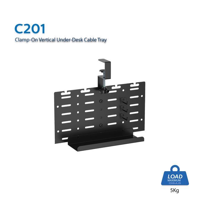 Oximus C201 | C201S Bracket Underdesk Cable Management Vertical Design | Braket Kabel Bawah Meja Ver