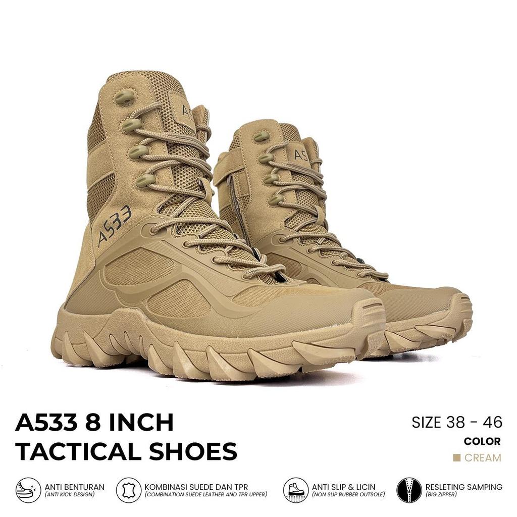 Tactical A533 Boots Sepatu Tactical Outdoor Pria Ringan Anti Slip Tinggi 8 Inci - A533 Sepatu Tactic