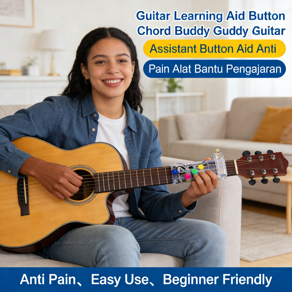Guitar Assistant Button Aid Chord Buddy Anti Pain Tombol Alat Bantu Belajar Pengajaran Gitar