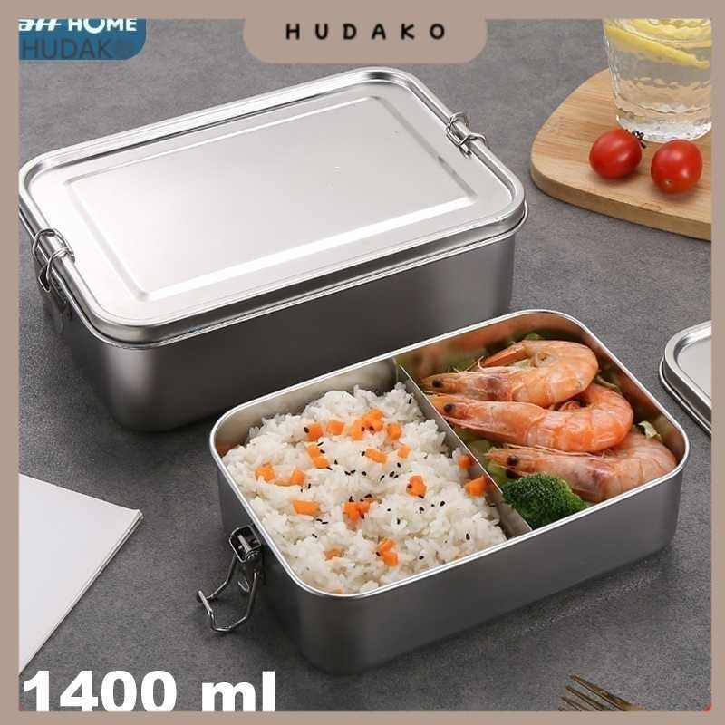 TaffHOME Kotak Makan Lunch Box Stainless Steel 2 Grid 1400ml - UP-14