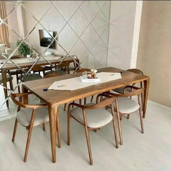 set meja makan 6 kursi - set meja makan