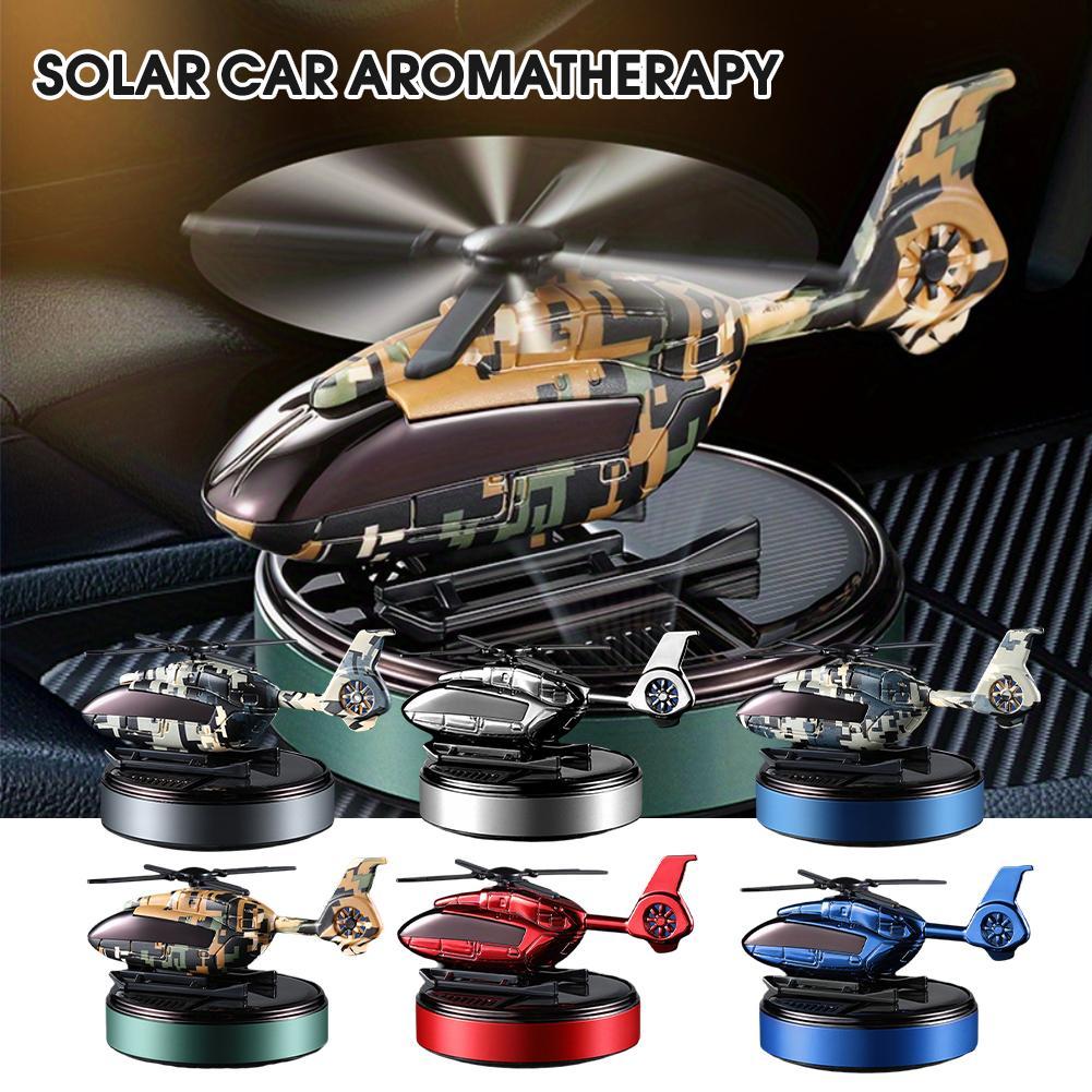 Car Air Freshener Solar Automatic Rotation Camouflage Long Dashboard Fragrant Lasting Car Helicopter