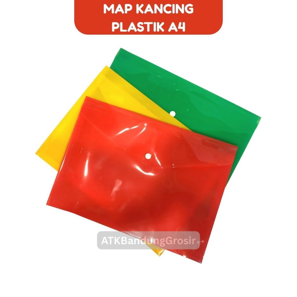 Map Amplop Dokumen Kancing Plastik Berwarna Horizontal / Landscap A4 - SATUAN - SHRAT
