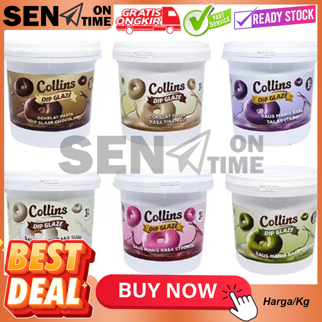 CTopping Donat Mengkilap Collins Dip Glaze 1kg All Varian Rasa Selai Donut Kue Pasta Coklat Pisang D
