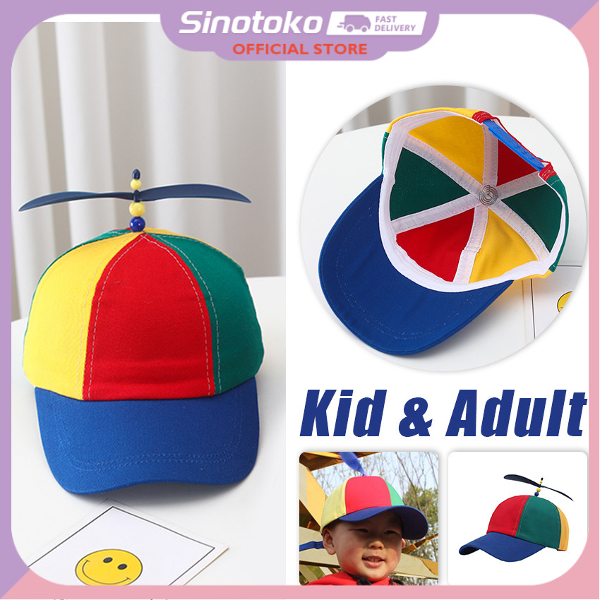 Topi Baseball Anak & Dewasa dengan Baling Baling Unik, Bahan Katun Nyaman & Headset Adjustable