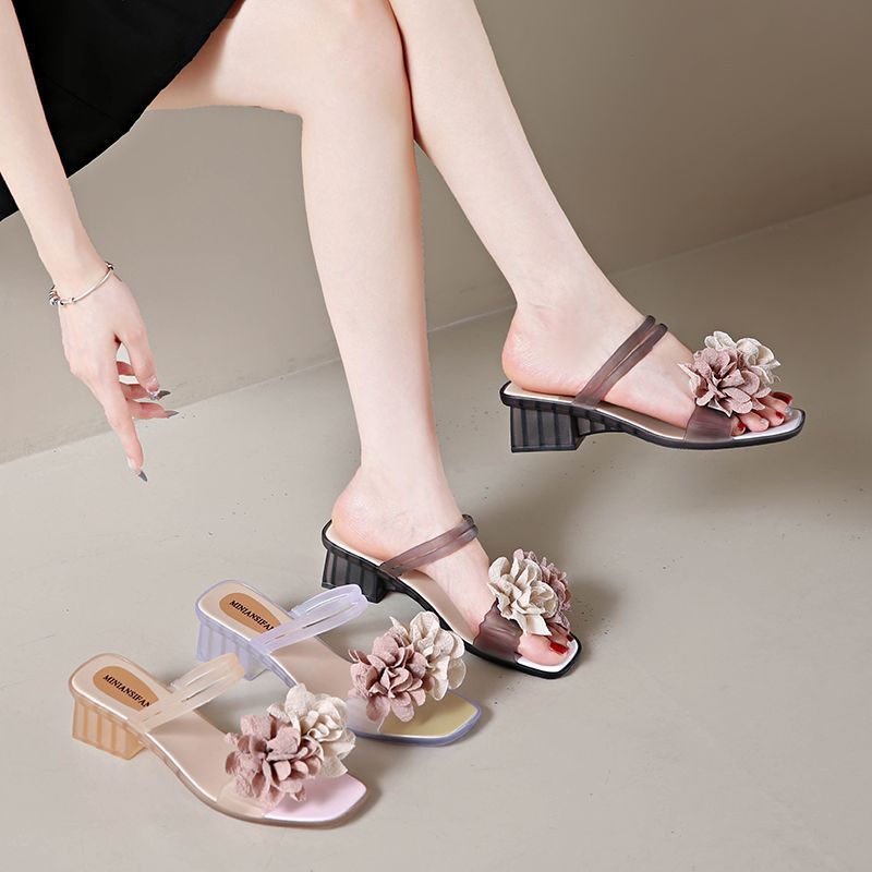 [COD]Sandal wedges hak tinggi baru untuk wanita, sandal bertali motif bunga yang modis.