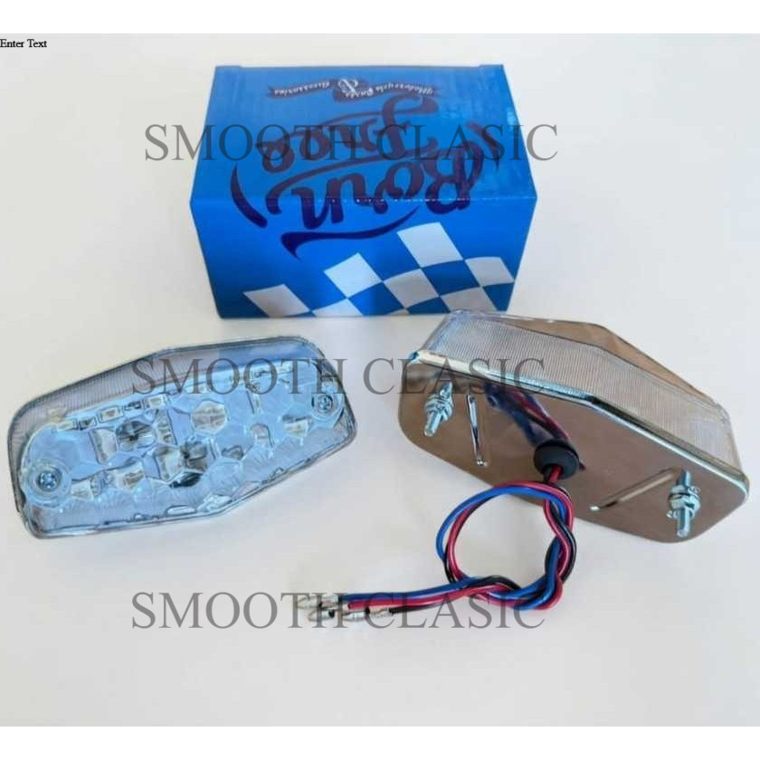 Stoplamp BSA Sedang LED Putih Bornfree | Lampu Rem Motor Custom Retro Universal | Lampu Belakang Mot