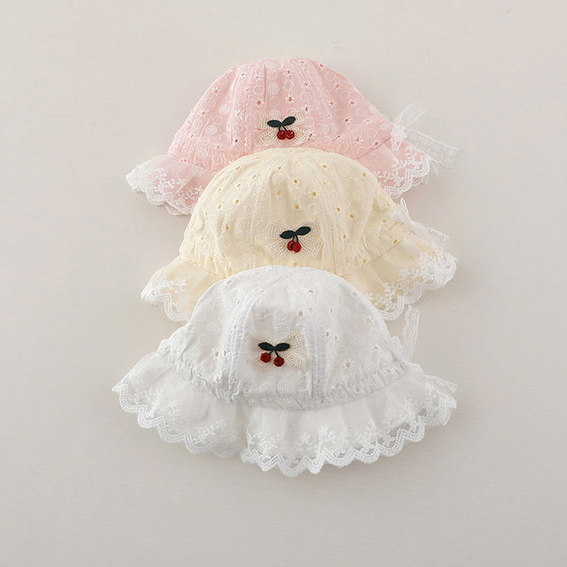 Cute Lace Ruffle Baby Bucket Hat Summer Mesh Baby Boys Girls Sun Hat Toddler Kids Fisherman Hat