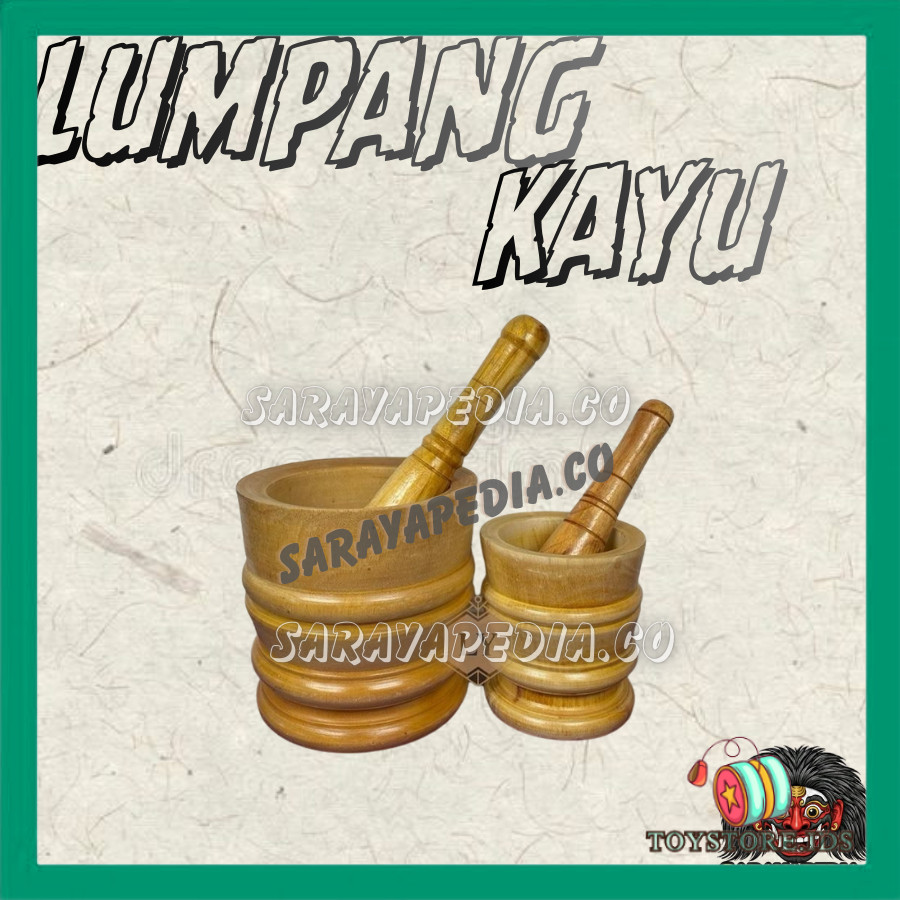 LUMPANG KAYU / LESUNG KAYU ALAT TUMBUK BUMBU. KAYU MAHONI. BESAR DAN KECIL  TOYS