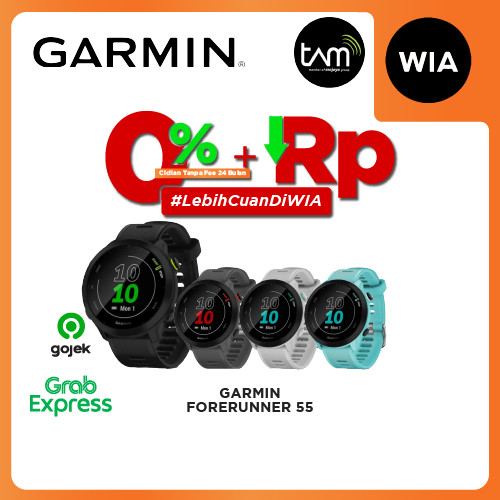BM WIA Garmin Forerunner 55 Sportwatch Olahraga Pria/Wanita Garansi Resmi 2 Tahun