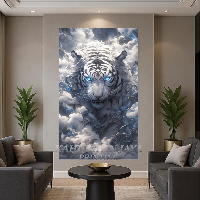 Promo PROMO Wallpaper Stiker Dinding Harimau 3d Terlaris, Stiker Harimau Putih Untuk Ruang Tamu, Sti