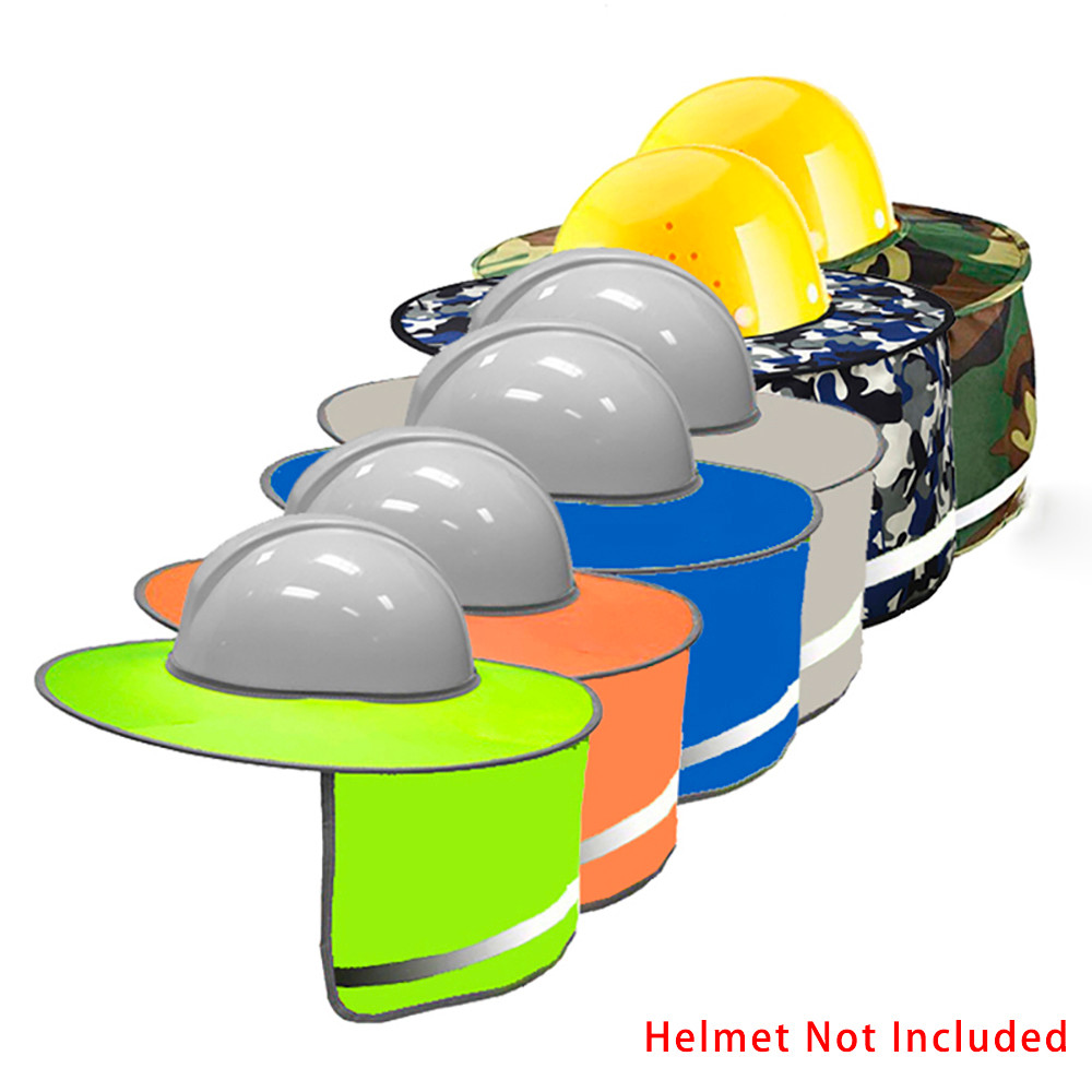 Summer Sun Shade Safety Helmet Neck Shield Helmets Reflective Stripe Safety Cap Hat For Construction