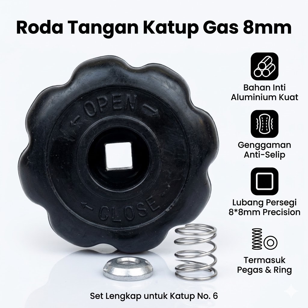 Puteran Oksigen / Kran Valve Oksigen / Handwheel Oksigen Putaran Kran Valve – 8*8mm / Valve Argon