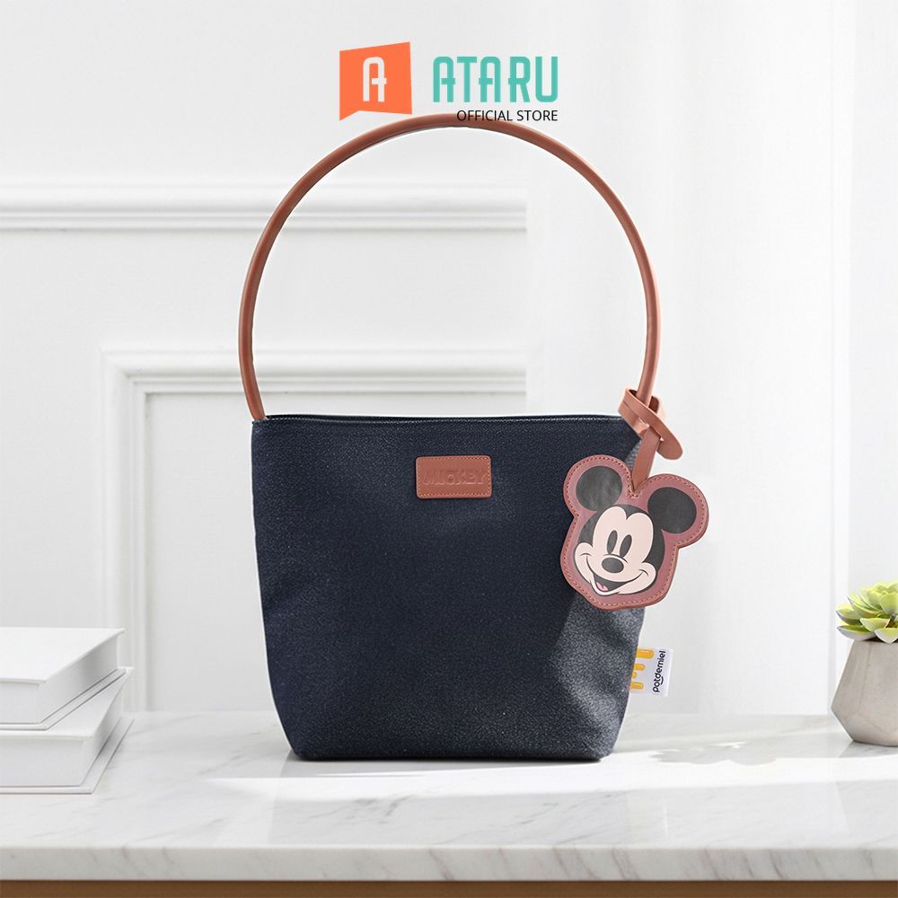 Ataru Disney Mickey Tas Bahu - Biru Denim/Cokelat Shoulder Bag Hobo Purse Bag Pundak Shoulder Purse 