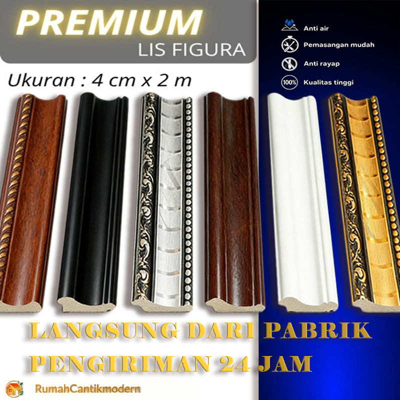 Lis Pigura List Figura Premium Dinding Dekorasi PVC Plafon 4CM Series 2Meter Anti Air Anti Rayap