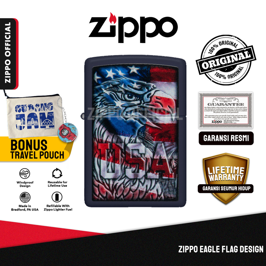 Zippo Eagle Flag Design 48189 | Garansi Lifetime | Original USA