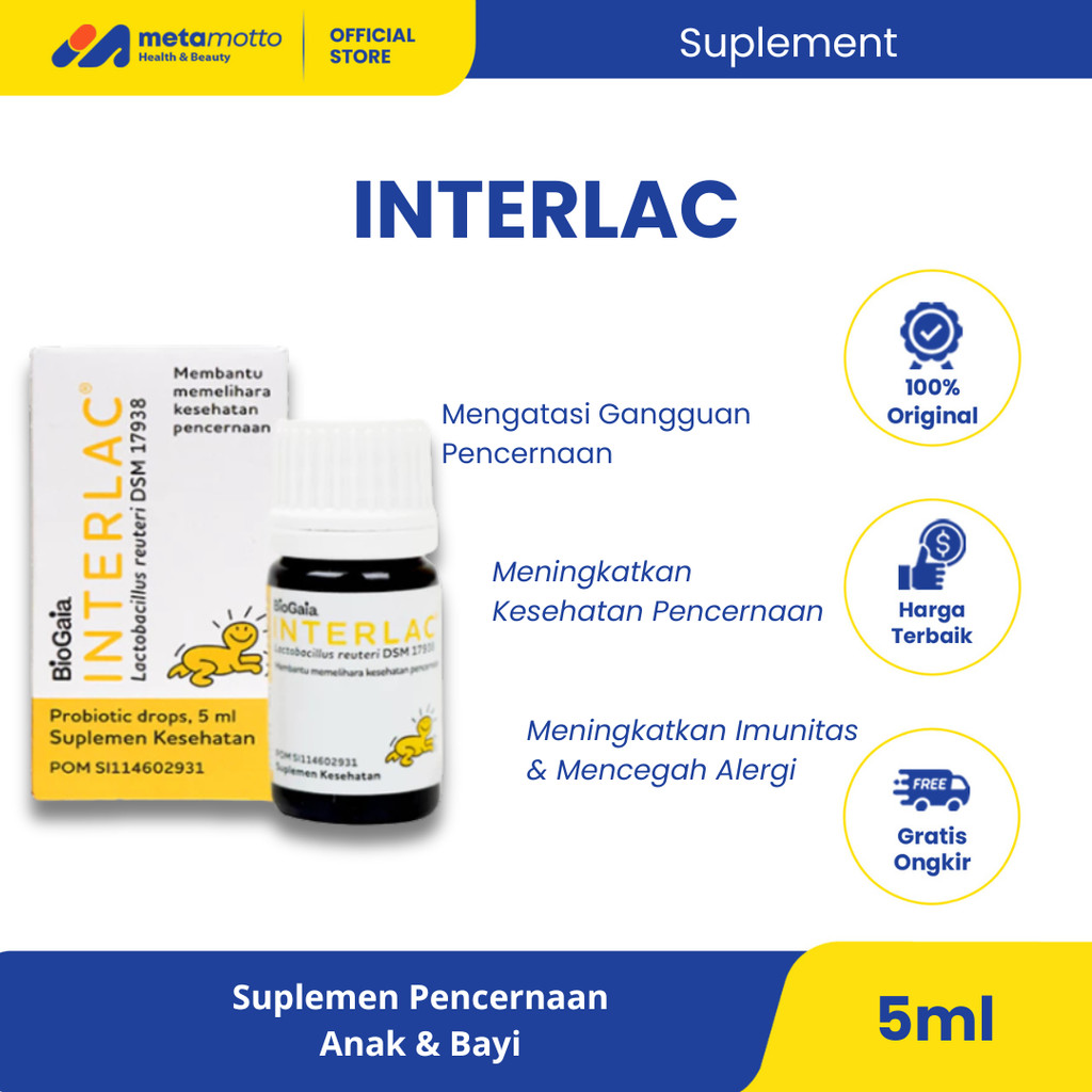 Interlac Drops 5 ml - Probiotik Pencernaan Bayi dan Anak